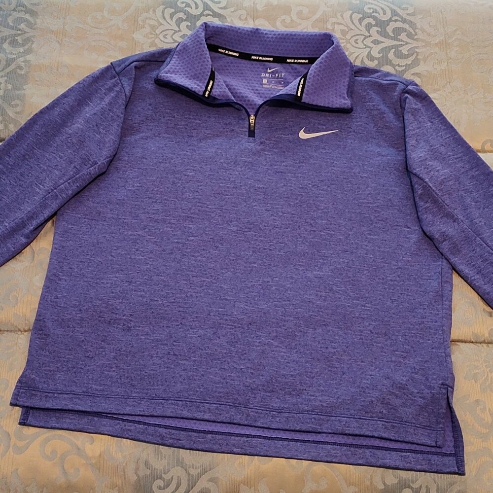 Nike Running Dri-Fit periwinkle blue long sleeve pullover, VG used cond., sz. M